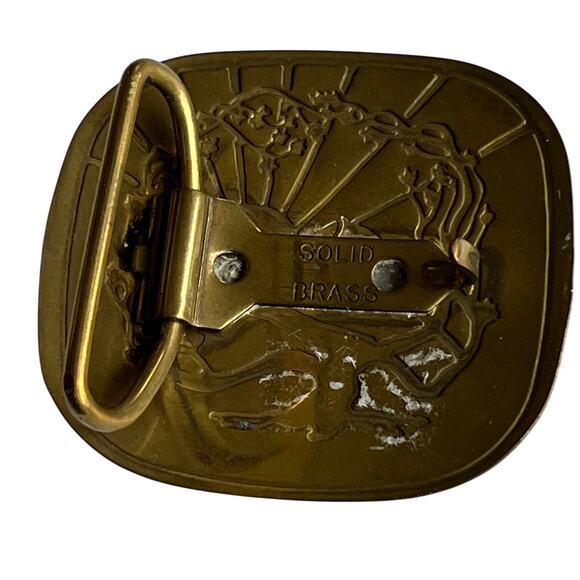 TREE of LIFE solid brass belt buckle 70’s hippie boho festival Sun rays - Picture 4 of 4